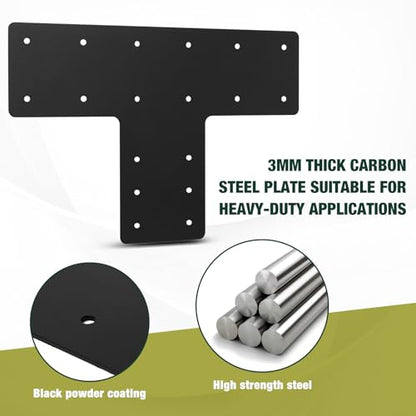 2 Pcs 16.8"x12" T Post Brackets, 3MM Thick T Flat Mending Plate - size: T shape(16.8''x12''x5'')