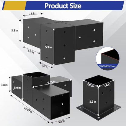 JEXALINE Heavy-Duty Pergola Bracket Kit for 4 x 4 Wood Posts