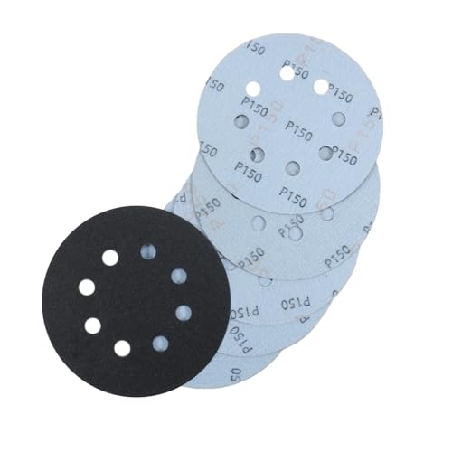 50 Pcs 5 Inch 8 Hole 150 Grit Wet and Dry Sanding Discs, Round Hook and Loop Disc Sandpaper for Random Orbital Sanders - style: 150 Grit