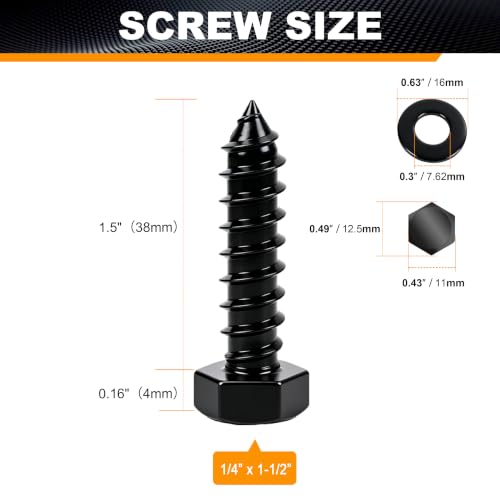 Hex Head Lag Bolts for Wood, 1/4" x 1-1/2", Lag Screws 24 PCS - size: 1/4" x 1-1/2"