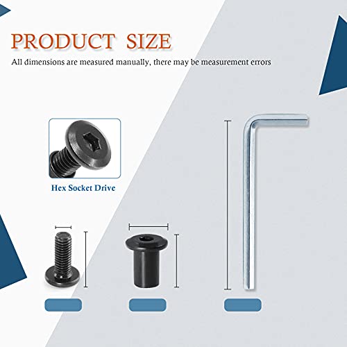 M6x16mm Hex Drive Socket Cap Bolt, Black, 10 Pair (20 Piece) - color: Black, size: M6x16mm