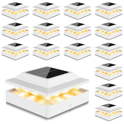 Solar Post Cap Lights for 4x4 Wood/Vinyl Posts, 16 Pack - color: White, size: 16 Pack