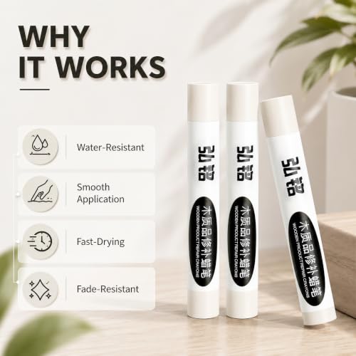 3 Colors Wood Filler Sticks, White Series, with Scraper - color: White Series