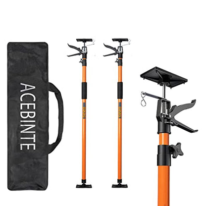 2PK Steel Telescopic Adjustable 3rd Hand Support System, Supports up to 154 lbs, Extends from 49 Inch to 114 Inch for Construction Rods, Cabinet Jacks, Cargo Bars, Drywalls