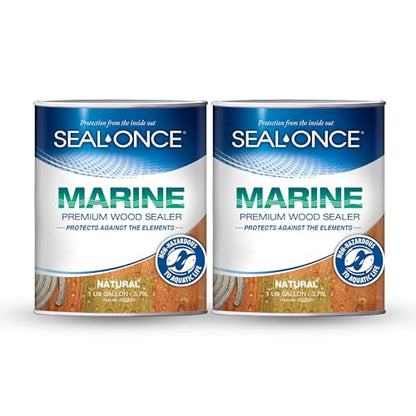 SEAL-ONCE Marine Ready Mix Wood Sealer and Stain, Natural, 2 Gallon - color: Natural, size: 2 Gallon