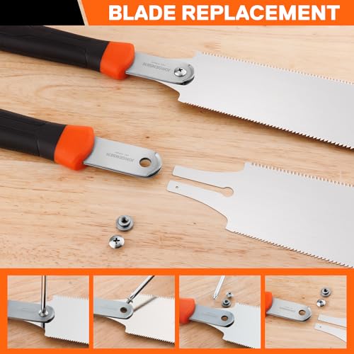 JORGENSEN Japanese Flush Cut Saw - 5 Inch Small Pull Saw & JORGENSEN Japanese Pull Saw - 10 Inch Double Edge Hand Saw