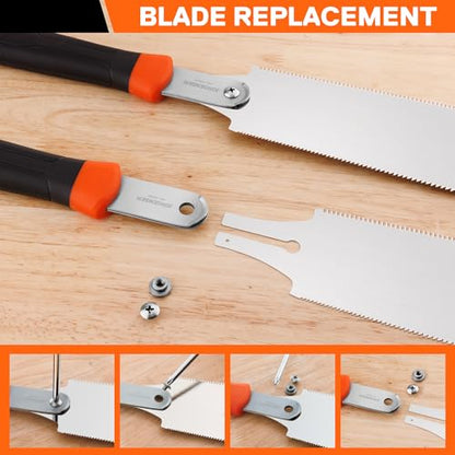 JORGENSEN Japanese Flush Cut Saw - 5 Inch Small Pull Saw & JORGENSEN Japanese Pull Saw - 10 Inch Double Edge Hand Saw