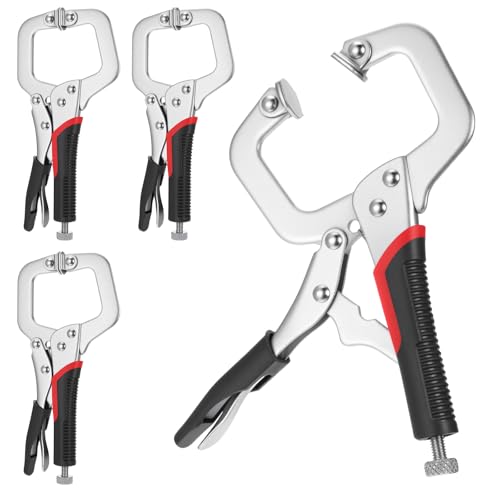4 Pcs 6 Inch C Clamp Locking Pliers Vise Grip Clamps Heavy Duty Vise Grip Welding Clamp With Swivel Pads for Woodworking, Welding, Building,Home,Metalworking,Auto Repair - size: 6 Inch,Set of 4,Black