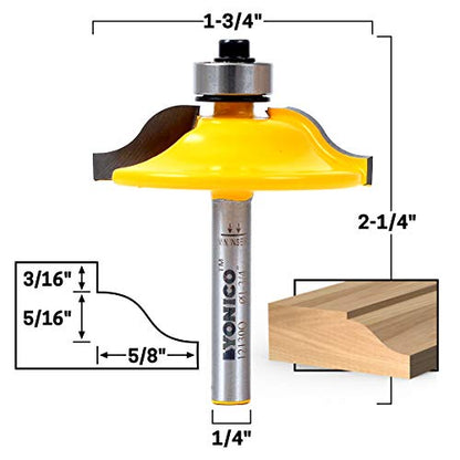 YONICO Raised Panel Cabinet Door Router Bits 1-3/4-Inch Diameter 1/4-Inch Shank 12130q - style: Ogee - 1-3/4" Diameter - 1/4" Shank