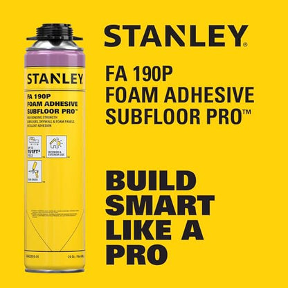 Stanley FA190P Subfloor Adhesive (2x24 Oz) – Polyurethane Expanding Foam Construction Adhesive with Strong Bonding for Wood, Concrete, Metal – High Coverage | Gun&Cleaner NOT Included | 2 Pack - size: Sub Floor Adhesive, style: 2 Pack
