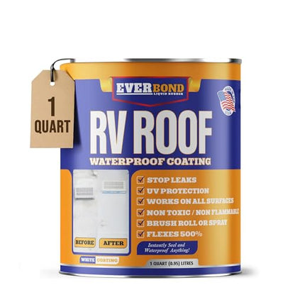 RV Roof Coating - Liquid Rubber RV Roof Sealant for Camper Roofs, Trailers, Motorhomes, and Metal Buildings - Temperature Reducting White -1Quart - style: 1 quart