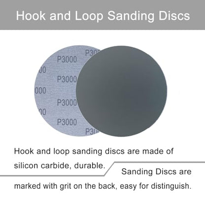 6 Inch 50 Pcs Wet Dry Hook and Loop Sanding Discs, No Hole, 3000 Grit - style: Grit 3000