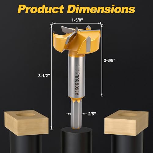 1-5/8" | 41.2mm Triple Flute Tungsten Carbide Forstner Drill Bit (Hex) - size: 1-5/8" | 41.2mm