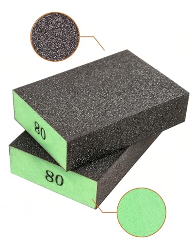 12Pcs Sanding Block Sponge Set, Reusable Sandpaper for Wood & Drywall - color: Green
