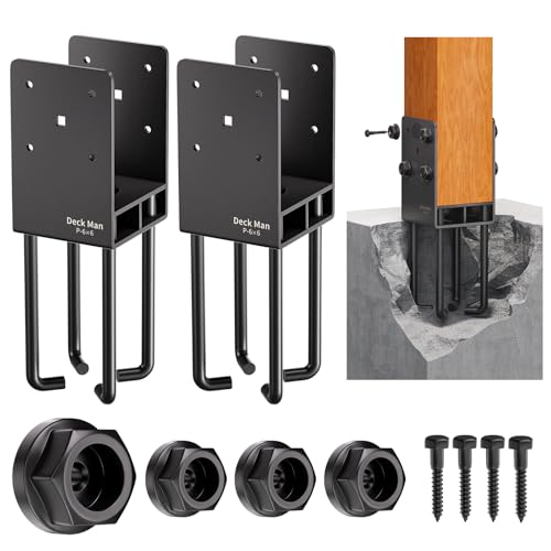 2Pack Heavy-Duty Post Base Anchor Bracket for 6"x6" Wood Post (Actual Size: 5.5" x 5.5") with Air Flow Channel for Wet Concrete Foundation, Suitable for Deck Railing, Fence, Gazebo, Porch - size: 6x6, style: 2Pack