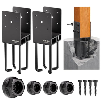 2Pack Heavy-Duty Post Base Anchor Bracket for 6"x6" Wood Post (Actual Size: 5.5" x 5.5") with Air Flow Channel for Wet Concrete Foundation, Suitable for Deck Railing, Fence, Gazebo, Porch - size: 6x6, style: 2Pack