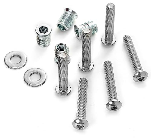 1/4-20 Threaded Inserts for Wood with Bolts Fully Threaded Button Head Hex Socket Screws 1" and Washers 40-Set - size: Threaded Insert & 1" Bolts