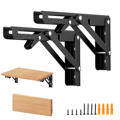 Matte Black Folding Shelf Brackets, 8 Inch, 2 Pack - size: 8 Inch