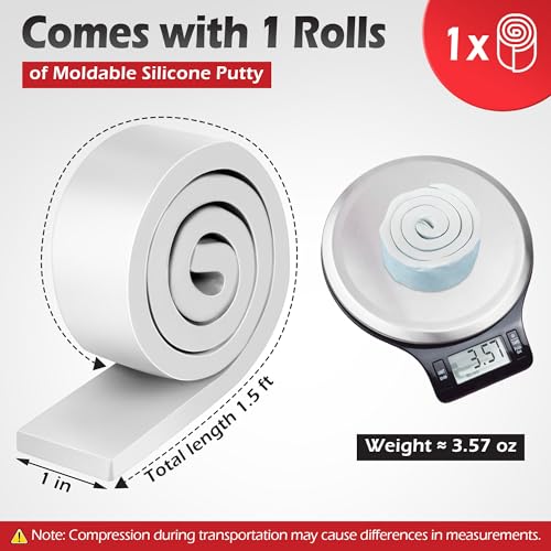 1 Pack Moldable Silicone Putty White Solid Roll - color: White, size: Solid Roll