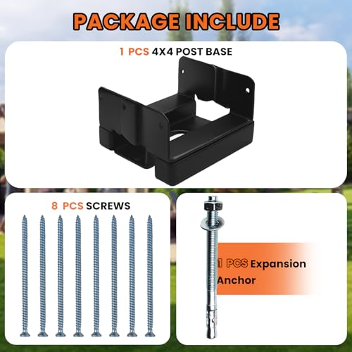 1PCS 4x4 Post Base for Concrete Adjustable Heavy Duty Black E-Coated - color: Black, size: 4X4
