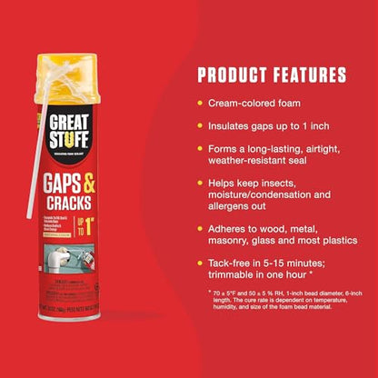 Great Stuff 157911 Insulating Foam Sealant, 20 Ounce, Ivory (Pack of 2) - size: Pack of 2