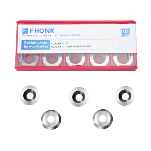 16mm Round Carbide Inserts Blades for Woodworking, Tungsten Carbide Cutters Knives for Ci0 Woodturning, Wood Finisher Hollower Lathe Tools, 10 pcs (R-φ16x3.0-30°) - size: R-φ16x3.0-30°