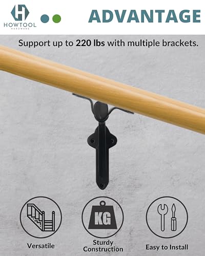 Commercial Handrail Bracket Wall Mounted Oil Rubbed Bronze Black, 3 Pack | HOWTOOL