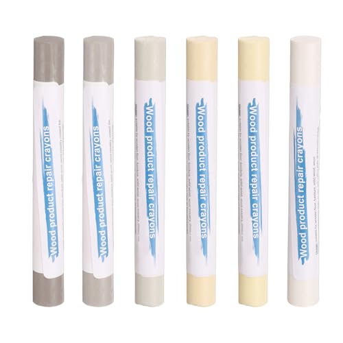 HARFINGTON Wood Filler Sticks 6 Colors Wooden Wax Touch Up Furniture Repair Crayons for Yellow Maple, Gray, Light Cloth, Khaki, Warm White, Warm White Small Embossed - color: Warm White Series