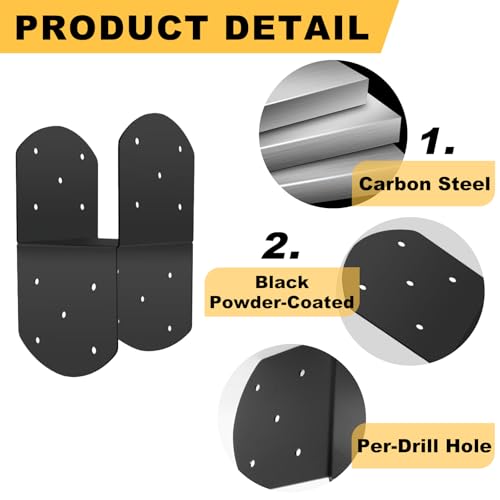 4 Pcs 6"x 6" Deck Post Caps Tie Brackets|Ineer Size(5.6"x 5.6") - size: 6"x 6" - 4 Pieces, style: Deck Post Caps Tie Brackets