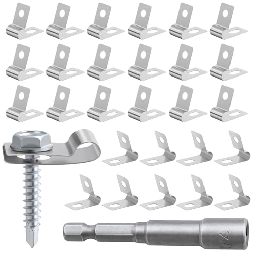 60PCS Stainless Steel Wire Fence Clips with Screws for 12-16 Gauge Fencing