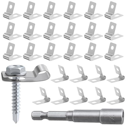 60PCS Stainless Steel Wire Fence Clips with Screws for 12-16 Gauge Fencing