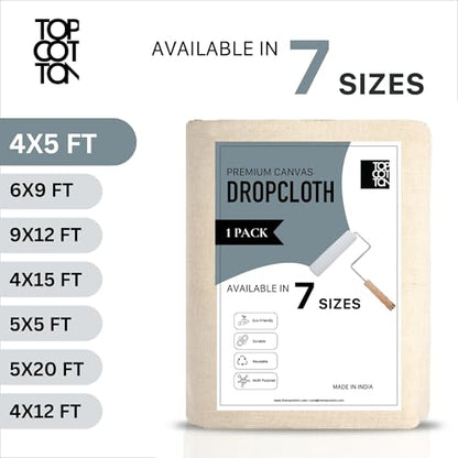 4x5ft Recycled Cotton All Purpose Canvas Tarp Cover Painter Drop Cloth-1Pk - size: Pack of 1 - 4' x 5' (Standard)