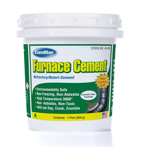 Furnace Cement 1 pt RTU Gray Refractory & Retort, 3000F High Temp - size: A1). 1 Pint