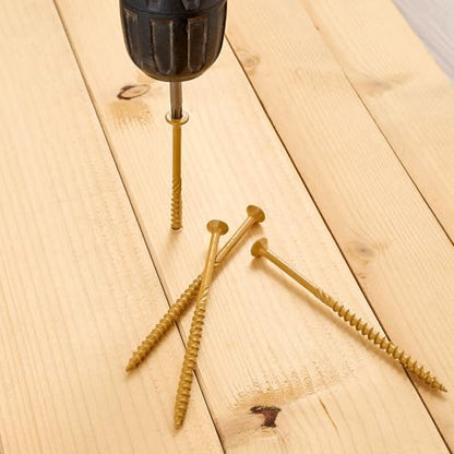 100 PCS #10 x 4” Deck Screws Self-Tapping Outdoor Wood Screws - color: Tan, size: #10x4"