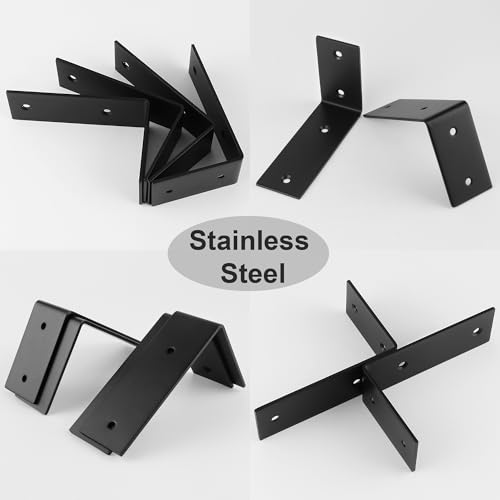 Alise 4Pcs Black Heavy-Duty L-Shaped Floating Shelf Wall Brackets - color: Black, size: (4P) 5x3.4x1.8 inch