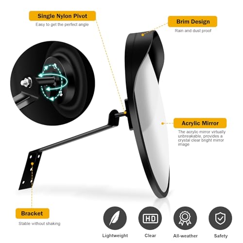 Angooni 16" Convex Driveway Mirror, Wide Angle View Blind Spot Mirror - size: 16inch
