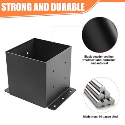 6x6 Post Base 4 Pcs,Post Brackets (Inner Size 5.5"x5.5"),2mm Thick - size: 6X6 4PCS