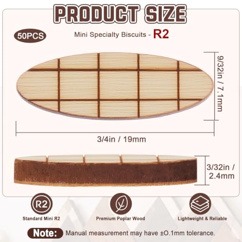 Teenyyou 50 Pcs Compatible with R2 Mini Joiner Biscuits for Mini Joiner - size: Compatible with R2