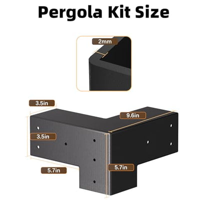 Pergola Brackets, 3-Way Pergola Kit for 4"x 4" (Actual 3.5" X 3.5") - size: 4*4