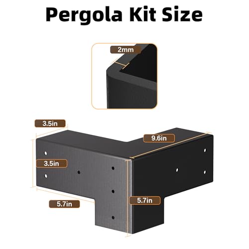 Pergola Brackets, 3-Way Pergola Kit for 4"x 4" (Actual 3.5" X 3.5") - size: 4*4