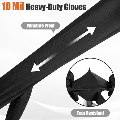 TREEGO Black 10 Mil Diamond Grip Nitrile Gloves Case, Large, 1000 Count - color: 1000 Black, size: Large
