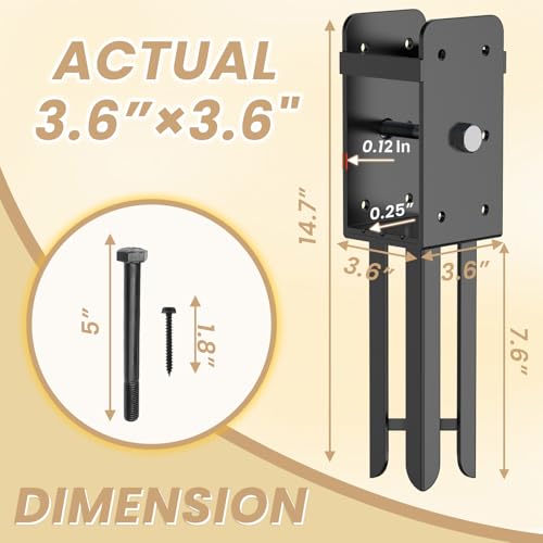 2 Pcs 4"x4" U-Shape Wet Concrete Fence Post Base(Actual 3.6"x3.6") - size: 4"x4‘