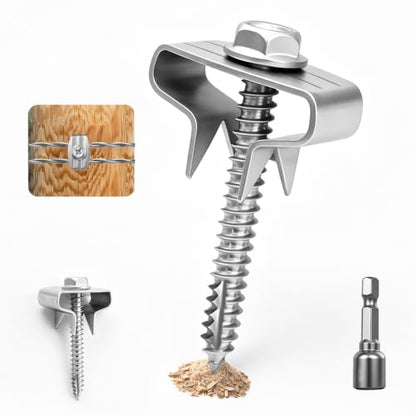 Fence Staples, 304 Stainless Steel Screw Fasteners, 100 Pack