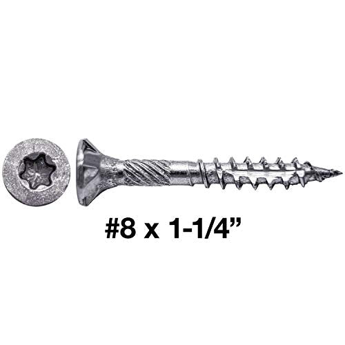Jake Sales #8 x 1-1/4" Silver Star Stainless Steel Wood Screw Torx/Star Drive Head - 300 Grade Stainless Steel (1 Pound - 230 Approx. Screw Count) - color: STAINLESS STEEL, size: 8x1-1/4"