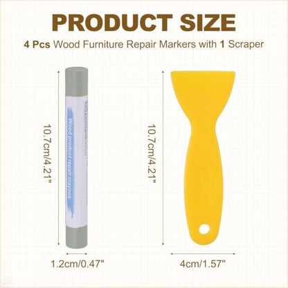 PATIKIL 4Pcs Wood Furniture Repair Markers with Scraper, Grey Oak - color: Grey Oak