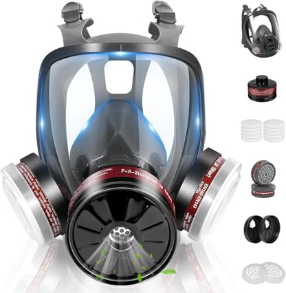 Reusable Full Face Cover Set for Chemicals,Sanding,Polishing,Paint,Epoxy Resin,Spray Painting,Woodworking,Welding Work