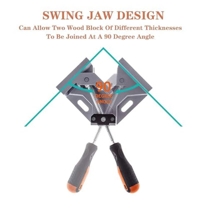 8pcs Corner Clamp - Right Angle 90 Degree Wood Clamps For Woodworking, With Adjustable Swing Jaw Aluminum Alloy Frame, For Welding, DIY Woodworking - style: 8pcs