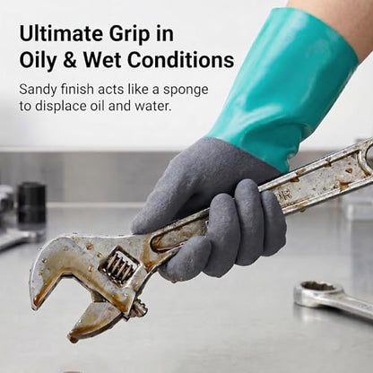 Nitrile Chemical Resistant Work Gloves, L - size: Large