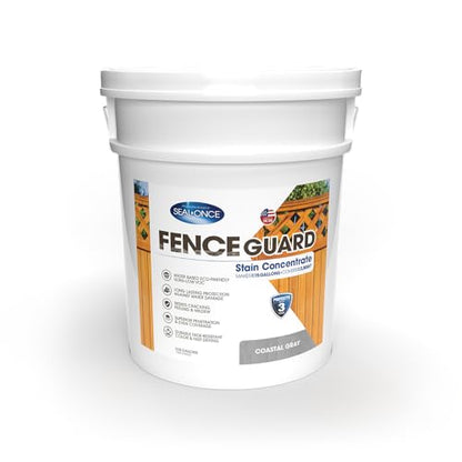 SEAL-ONCE Fence Guard Water-Repellent Wood Stain, Coastal Gray, 5 Gallon - color: Coastal Gray, size: 5 Gallon