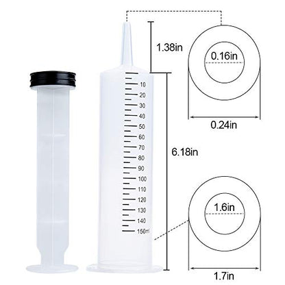 3 Pcs 150ml Large Syringes with 14G 1.5'' Blunt Tip Needles and adapters, Sterile and Individual Sealed, Easy to Use and Clean, Plastic Garden Syringe for Liquid, lip Gloss, Paint, Epoxy Resin, Oil, Watering Plants, Refilling - style: 150 ml